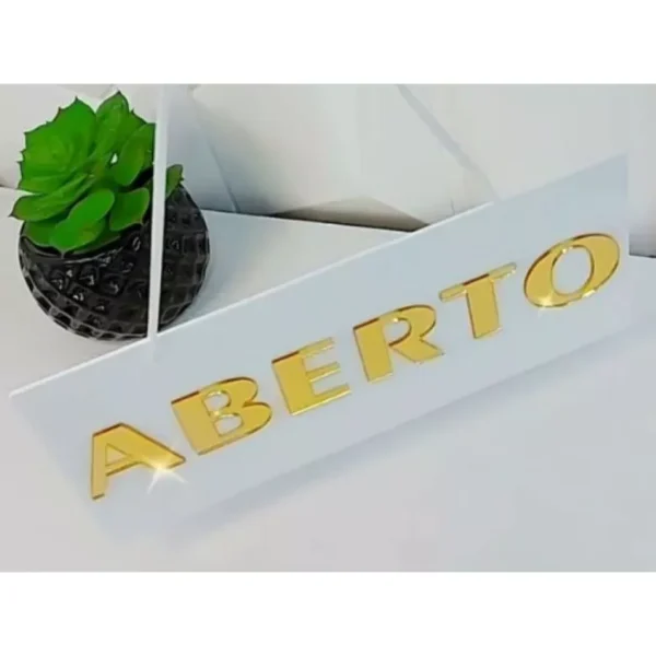 Placa Em Acrílico Aberto/Fechado Espelhado 25x10cm. - Imagem 4