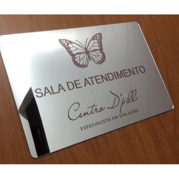 Placa De Sinalização Porta Acrílico Espelhado 30x20cm.