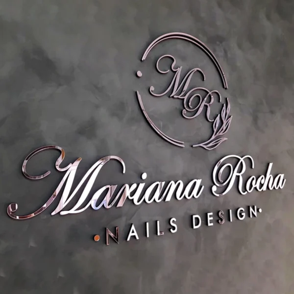 Logomarca Letreiro Acrílico Espelhado Personalizado 60x35cm